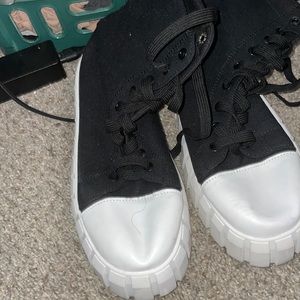 Women's Platform With Side Bag Ankle Boots, Solid Color Lace Up Waterproof